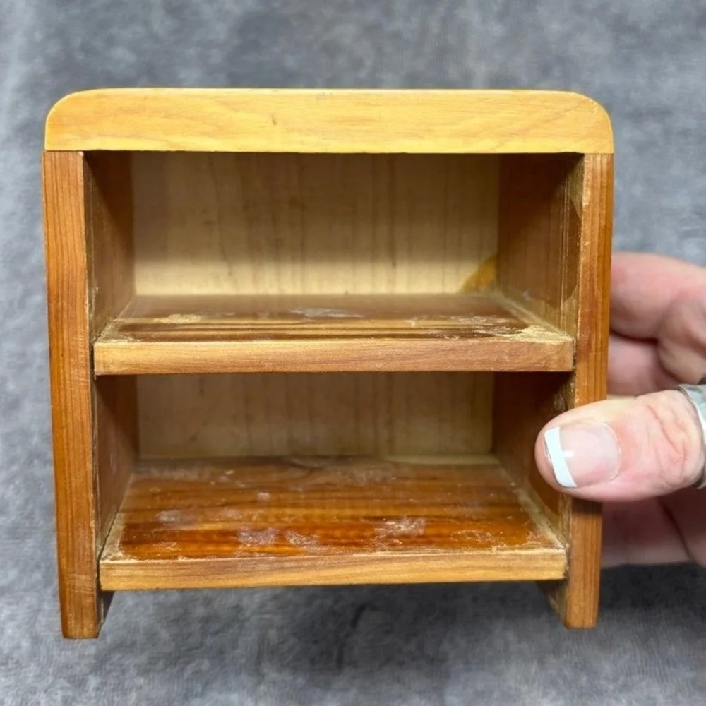 Vintage Small Wood Jewelry Box 2 Drawer Mini Trinket Chest 4.5